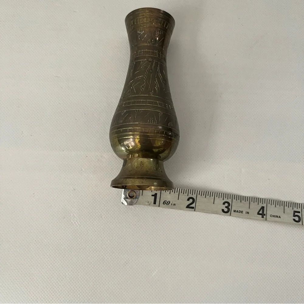 Vintage Etched Brass Mini Bud Vase
